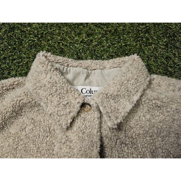 Columbia Women's Beige Sherpa Fleece Jacket Size M Made in USA Casual Vintage - Picture 3 of 7